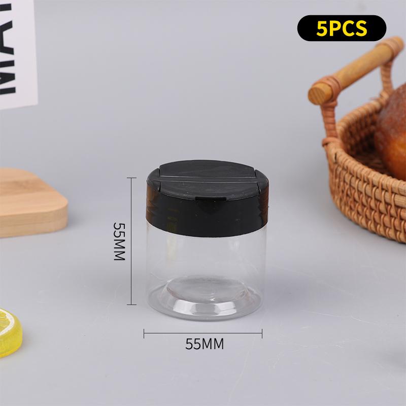 5/6 Pcs Durable Plastic Seasoning Jar, Portable Salt Cellar, Empty Pepper Shaker, Double Flip-Top Transparent Seasoning Jar