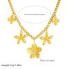 Flower Charm Cuban Chain Necklace For Women Gold Plated Stainless Steel Nature Inspired Jewelry