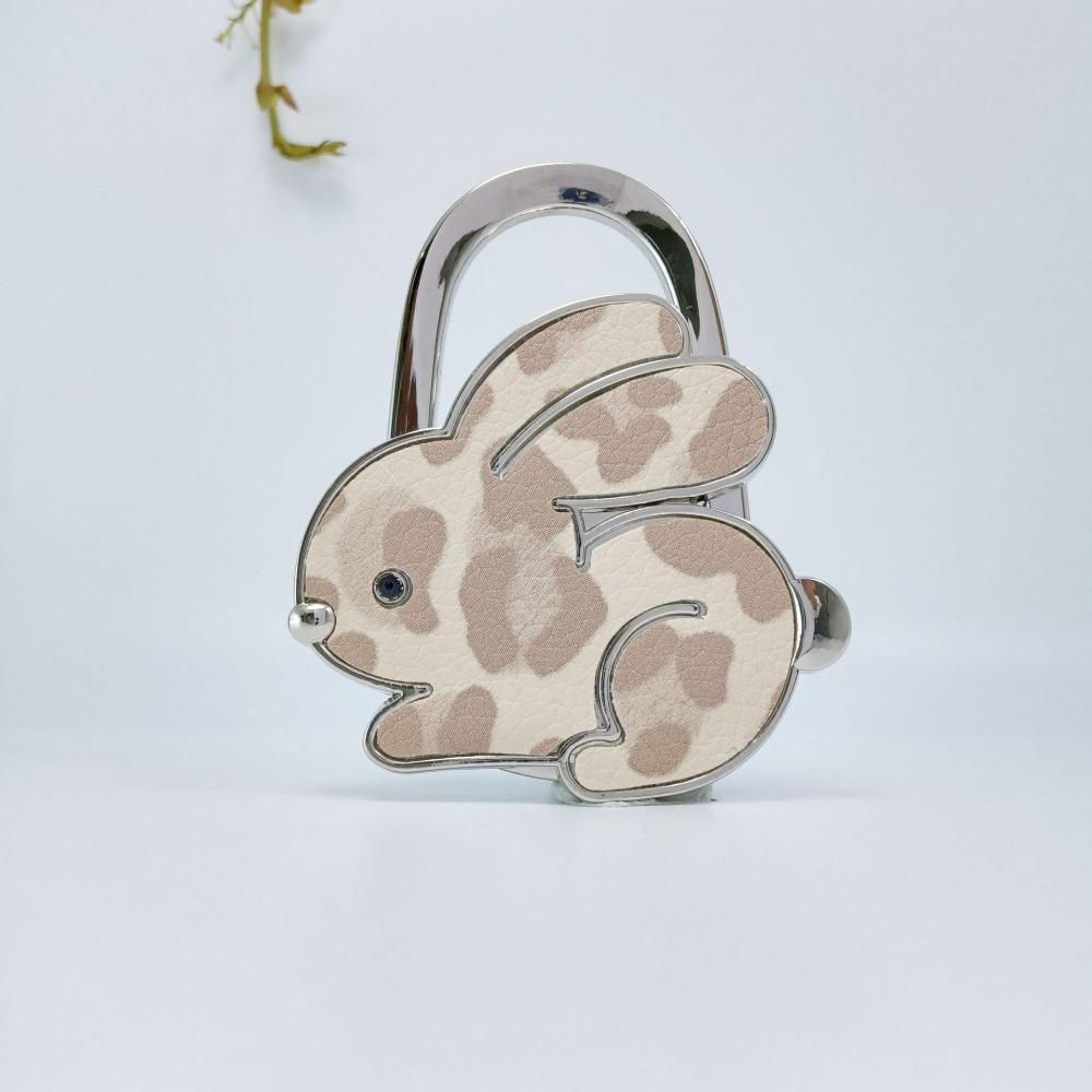 Rabbit Design Adhesive-Free Hooks Foldable Structure Cartoon Purse Hanger Portable Durable Handbag Hook for Women