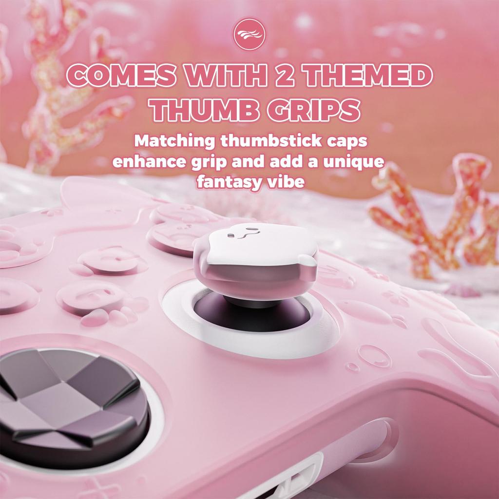 PlayVital Xbox Series Compatible Silicone Xbox Core Wireless Compatible Silicone Thumbstick Grip Full Cute Ocean Whisper Series Pink X/S Cover,