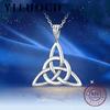  925 Stering Silver Witch Knot Pendant Necklace Vintage Triangle Cross Celtic Knot Necklaces Women Lucky Amulet Jewelry