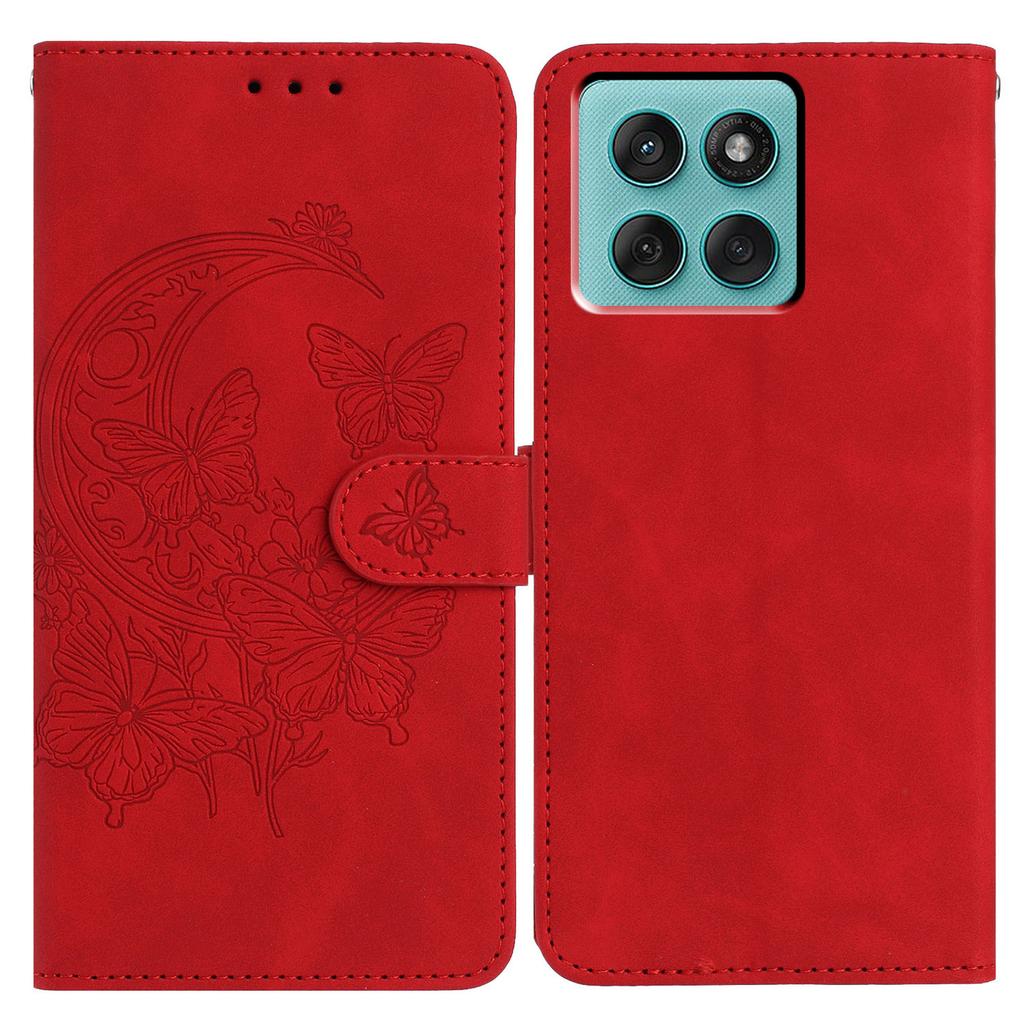 Für Motorola Edge 60 Fusion 5G Hülle Schmetterling Blume Geprägt PU Leder Brieftasche Ständer Handyhülle