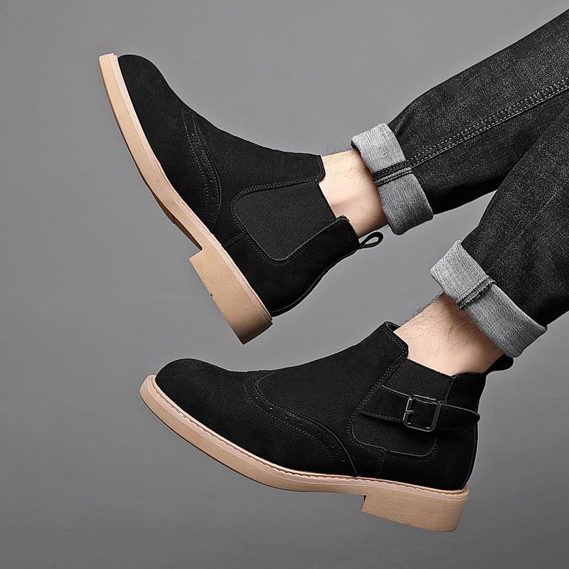 Quality Handmade Stitched Casual High Top Leather Boots Fashion British Style Business Versatile Men's Boots Brand Driving Boots
