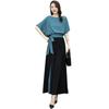 Summer Temperament Wide Leg Pants Suit Bow Short Sleeve Fashion Two Piece Suit for Women