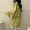 Casual Loose Women Sweatshirt Fake Two Piece Top Versatile Student Solid Color Pullover
