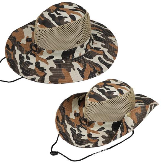 Mode Outdoor Breitkrempig Tarnmuster Fischerhut Bucket Boonie Hut Anti-UV Kappe