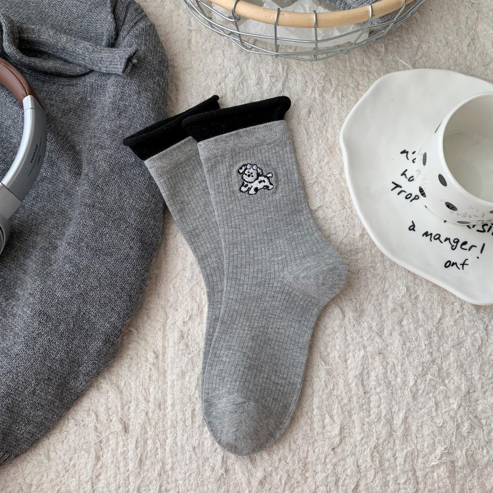 Autumn and Winter Lace Fringed Striped Socks for Women, Early Autumn Lace Sweet Mid-calf Pile Socks