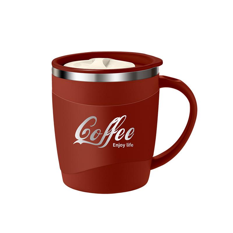 304 Stainless Steel Insulated Coffee Mug with Lid and Anti-Scald Handle - Stylish Office Cup