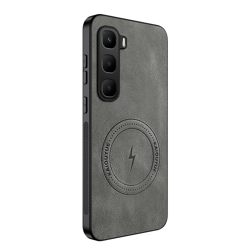 

Роскошный кожаный чехол нового стиля для Infinix Hot 60 / Hot 60 Pro / Hot 60 Pro Plus, магнитная беспроводная зарядка, противоударный чехол Hot 60i Infinix hot 60i серый