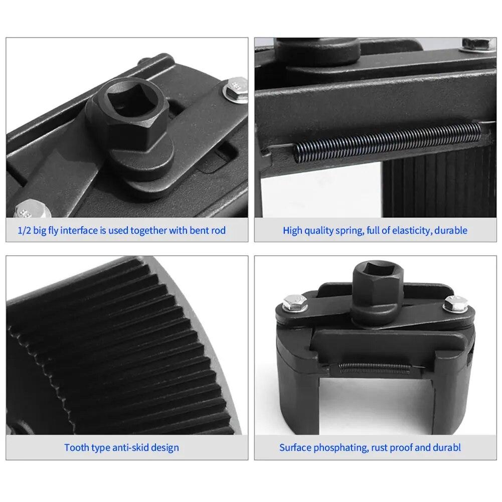 Universal Adjustable New Two-Jaws Oil Filter Wrench Filter 60-80mm Filter Wrenches Remover Steel Fuel Cast Two-Claw P2D7