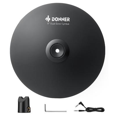 Donner CYB-11D Cymbal Pad, 11-inch Electronic Drum Extended Mute Pad with Dual Zone Crash Cymbal, Electronic Drum Accessory