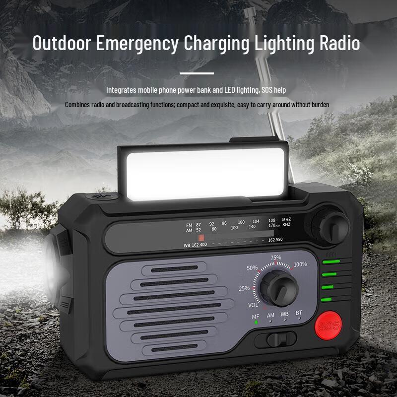 Emergency Hand-Crank Solar Flashlight Radio