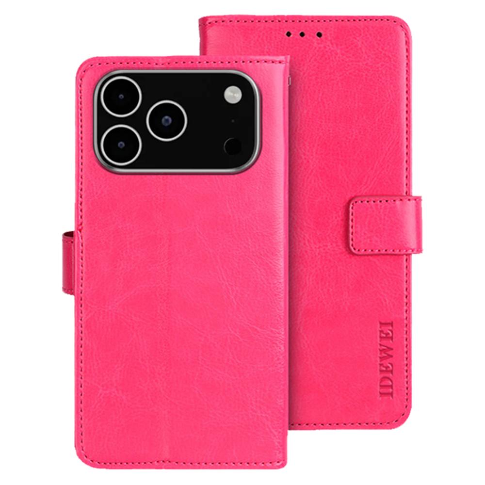 IDEWEI For iPhone 17 Pro Max Stand Case Crazy Horse Texture Leather Phone Cover