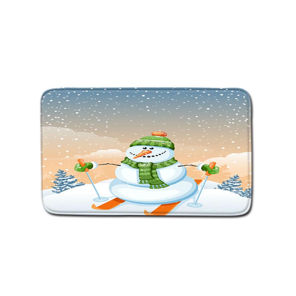 Christmas Shower Curtain Floor Mat Combination Four-Piece Set Bathroom Toilet Carpet Shower Room Mat Foot Mat