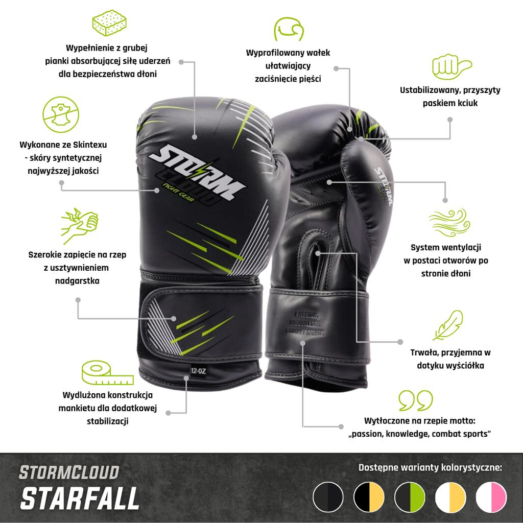 Boxerské rukavice StormCloud StarFall Bílé a žluté 16oz