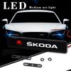 AAABX1 LED Light Emblem for Skoda Kodiaq Superb Kamiq Fabia 1 Rapid Octavia 2 A7 Tour RS Yeti Karoq Car Front Grille Badge Decoration