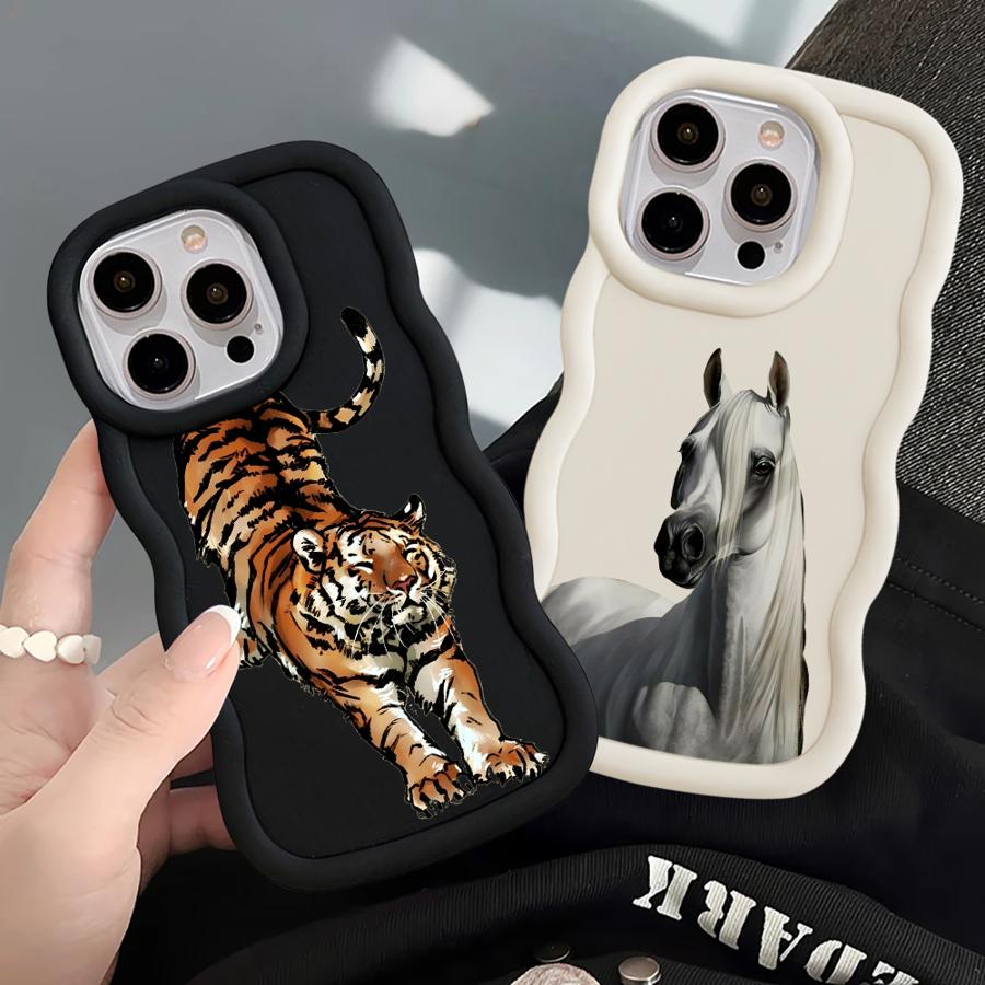 Cool Horse Tiger Soft Phone Cover Case for iPhone 14 15 Plus 8 XR 12 13 16 Pro Max 17 Air 11
