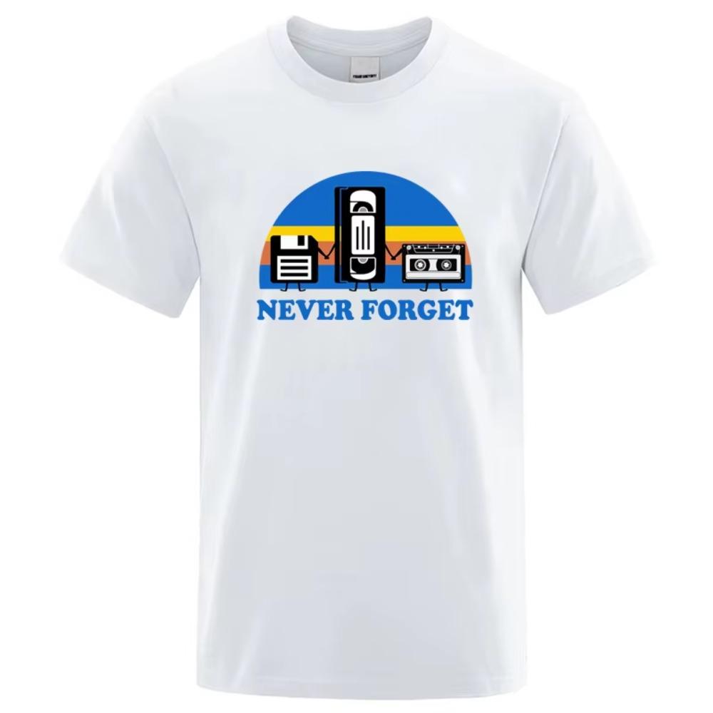 

Летняя мужская футболка Никогда не забывай Саркастичный графический Музыка Смешной принт 100% футболка Свободный мужской топ Повседневная с коротким рукавом M белый