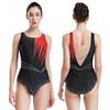Women Shiny Rhinestone Ballet Dance Leotard Rhythmic Gymnastics Athletic Activewear Competition Costume Sheer Mesh Bodysuit