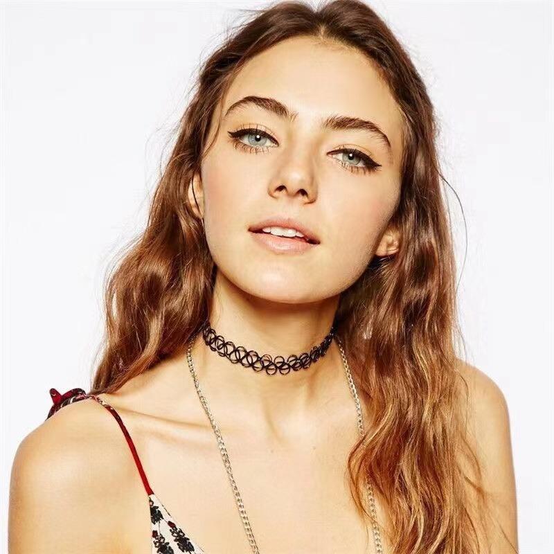 1Pc Fashion Choker for Girl Multi Color Necklace Vintage Elastic Braided Fish Thread Choker Gothic Black Choker Jewellery Gift