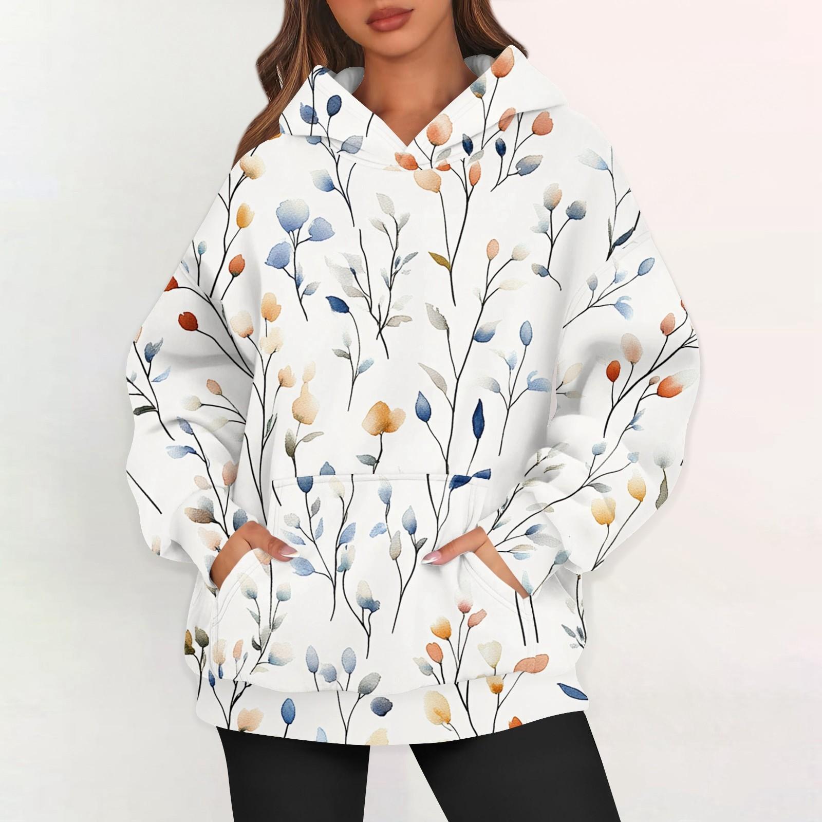 

Womens Oversized Sweatshirts Fleece Hoodies Long Sleeve Pullover Outfits With Pocket XXL білий