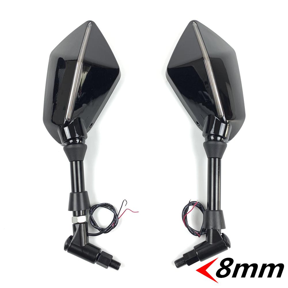 Universelle Motorrad Rückspiegel mit LED-Licht für Honda Suzuki Kawasaki Ducati