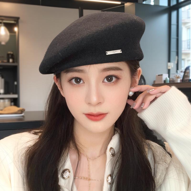 

Берет Женский Зимний Теплый Утолщенный Шерстяной Шляпа Художника Маленькая Восьмиугольная Шляпа, Открывающая Лицо