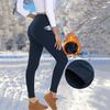Damen-Leggings, hohe Taille, Samt, verdickt, warm, schmale Passform, Yogahose mit Taschen, Herbst-Winter-Leggings