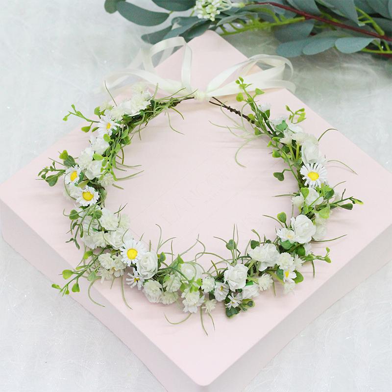 Breathable White Flower Crowns Tiaras Hairbands Romantic Sweet Gardland Women Wedding Hair Accessories