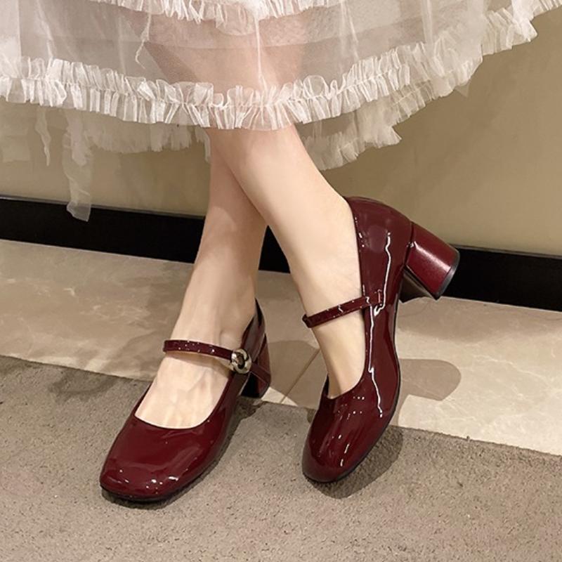 2025 New Mary Jane Women's Pumps Square Toe Chunky Heels Versatile Shallow Fashion Shoes for Daily & Party Stylish High Heels