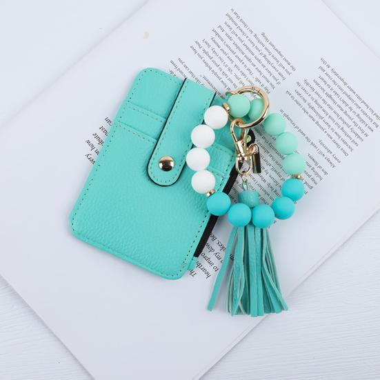 Portachiavi Braccialetto con Perline Portafoglio Donna Polsiera in Silicone Porta Carte di Credito Portafoglio Sottile con Nappa Tasca con Zip per Viaggio Shopping