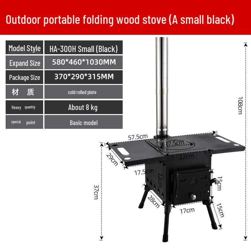 Portable Outdoor Cassette Stove: Camping Heater, Firewood Stove, Barbecue Grill, Chimney Oven, Stainless Steel.