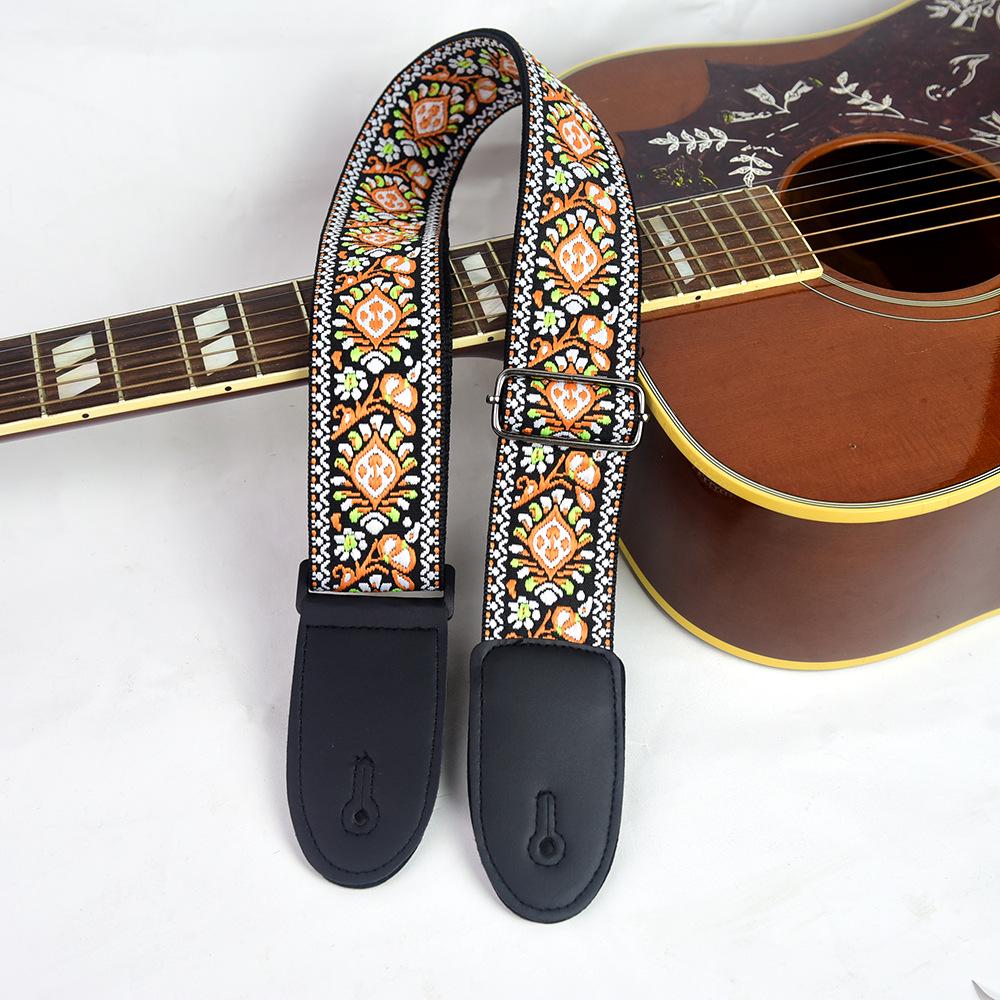 Thick Embroidered Universal Guitar Strap for Acoustic, Electric, and Wooden Guitars