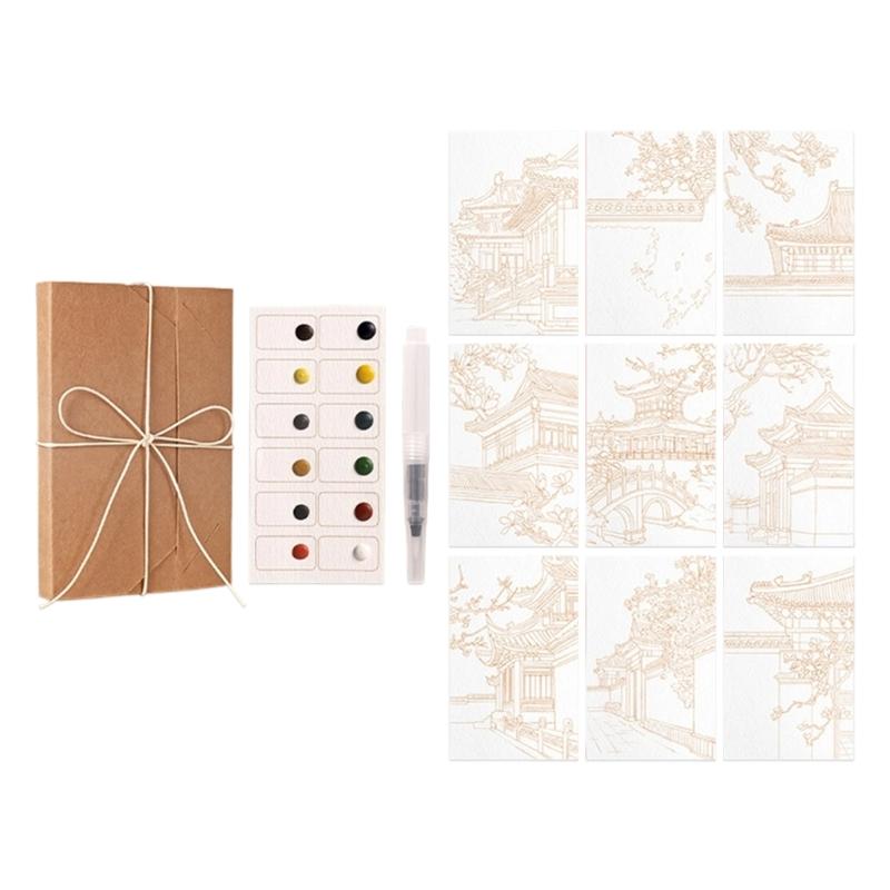 12 Color Watercolor Sketchbook with Accordion Fold Design for Storage and Artistic Creation by Students and Enthusiasts