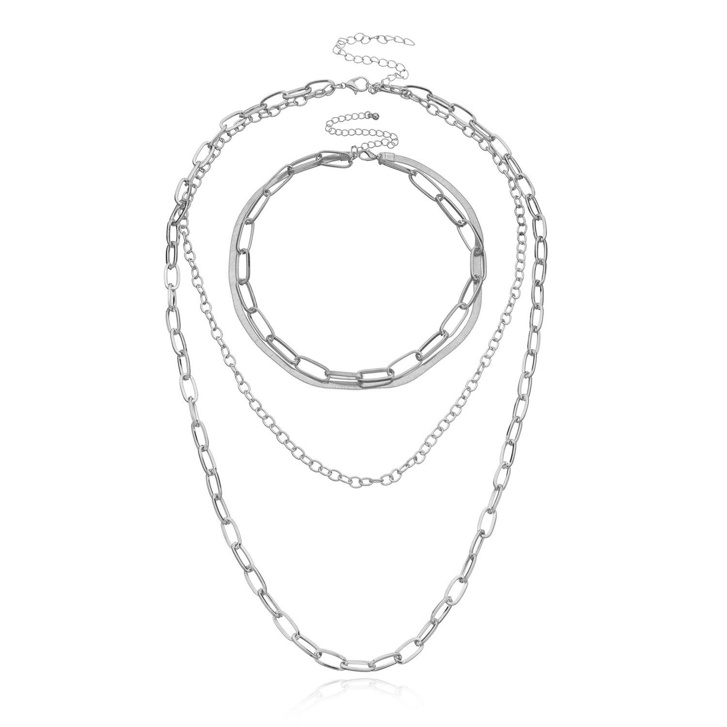 

Europe, America, fashion geometric twist iron chain multi-layer necklace women, punk retro exaggerated fashion accessories