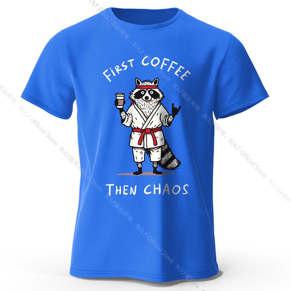 Men's First Coffee Printed T-Shirt 100% Cotton Oversized Morning Graphic Tees for Women Summer Tops Cafe Streetwear