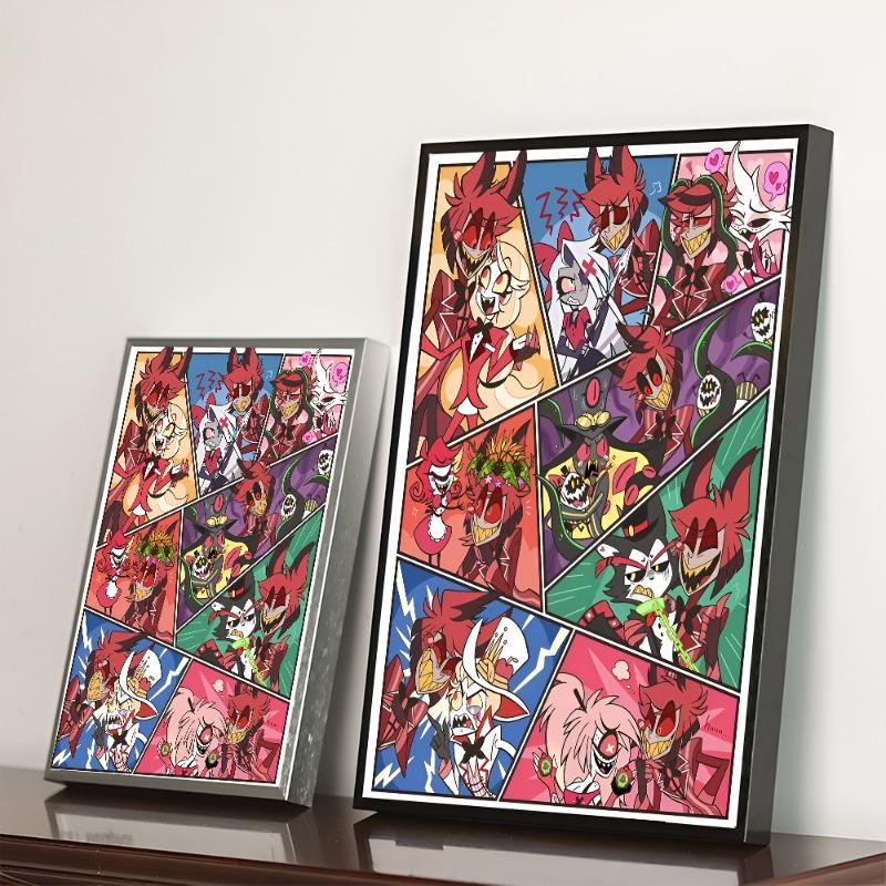 H-Hazbin Cartoon Hotel  Classic Vintage Posters Decoracion Painting Wall Art White Kraft Paper Kawaii Room Decor