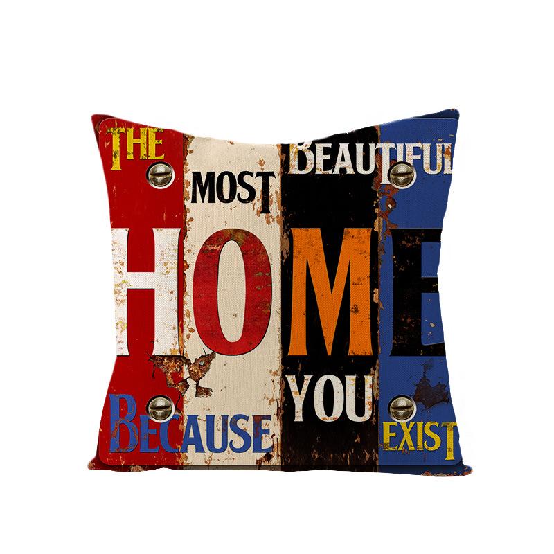 

Домашняя полиэстеровая наволочка Ретро Книга Краткая Серия Квадратная Наволочка для диванной подушки 45 * 45Cm (excluding pillow core)