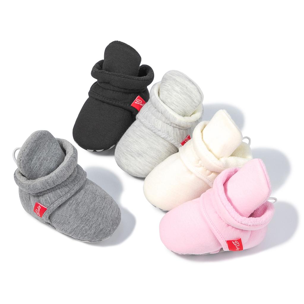 KIDSUN Baby Girls Sock Shoes Infant Boys Autumn Winter Solid Color Cotton Sole Anti-slip Flat Toddler Crib Shoes First Walkers
