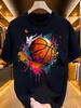 Unisex Colorful Basketball Print Short-Sleeve T-Shirt