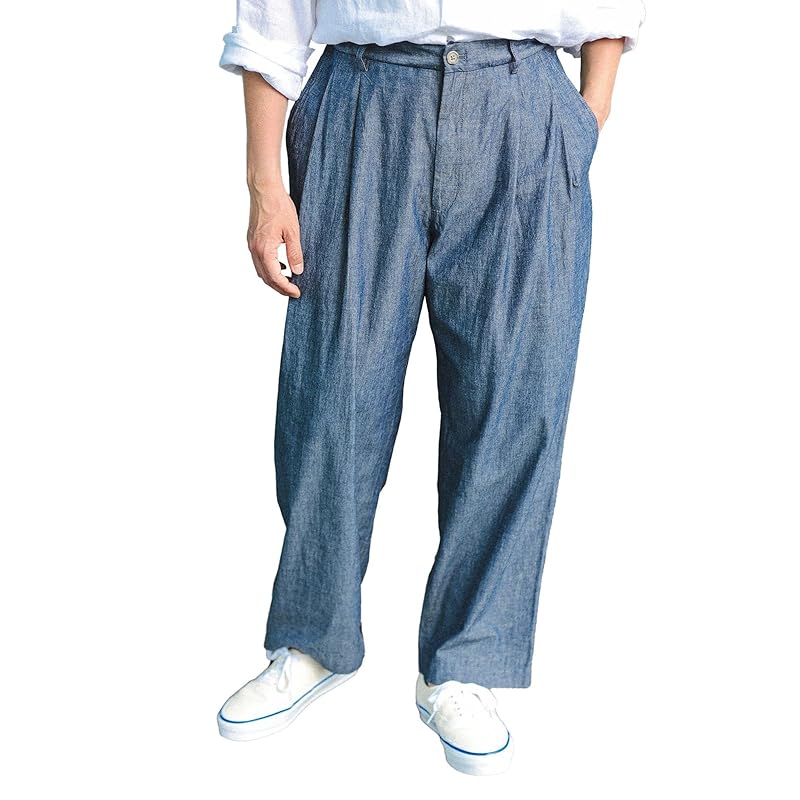 

[Beams] pants dungarees 2 pleats slacks men s BLUE_CHB S 11230482803
