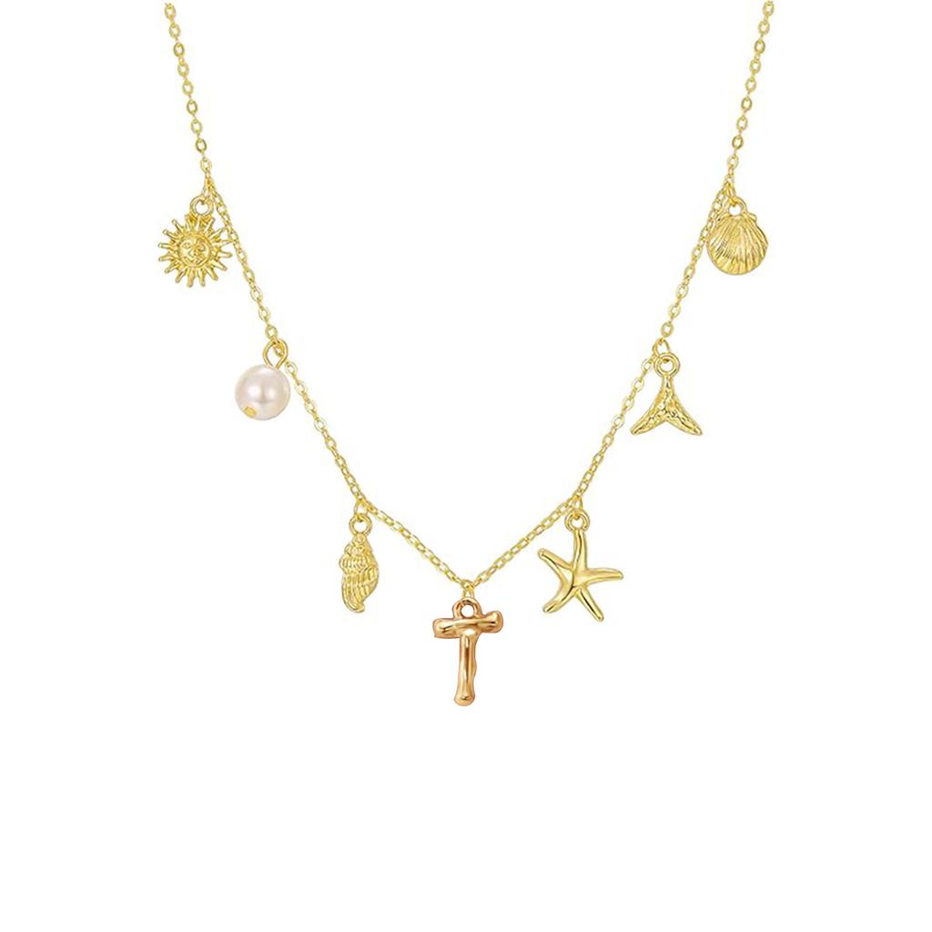 Fashionable Gold Pendant Necklace with Initial Charm and Perfect Detail for Trendy Women Ladies Daily Casual Wear