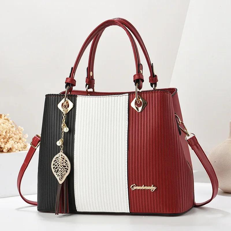 

Fashionable New Women S Handbag Large Capacity Color Blocked Shoulder Bag Luxury Brand Designer Crossbody Bag Commuting Tote Bag 30x13x24cm