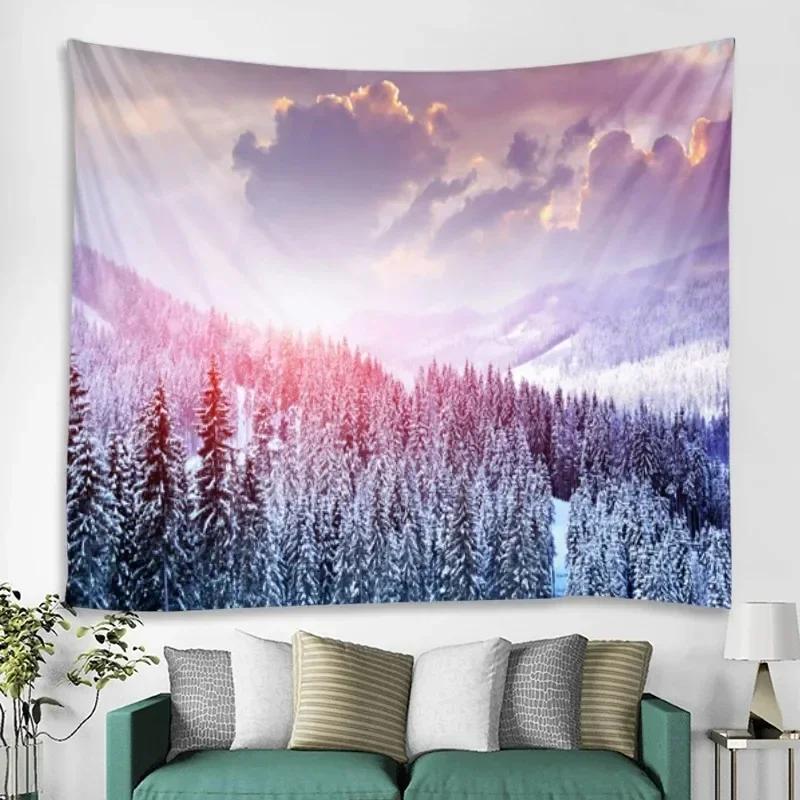 Winter Snowy Forest Pattern Bedroom Curtain Background Cloth Home Decoration Room Living Room Wall Tapestry
