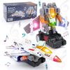 Deformation Airplane Toy Battery Operated Robot with Light & Sounds Bump and Go Action Fighter Birthday Gift for Boys Girls Kid