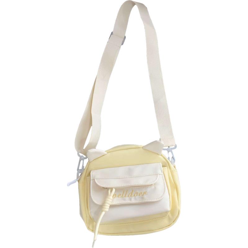 

Маленькая свежая и милая контрастная цветная сумка-мессенджер женская новая студенческая наплечная сумка с персонализированными кошачьими ушками, маленькая квадратная сумка для мобильного телефона single package жёлтый