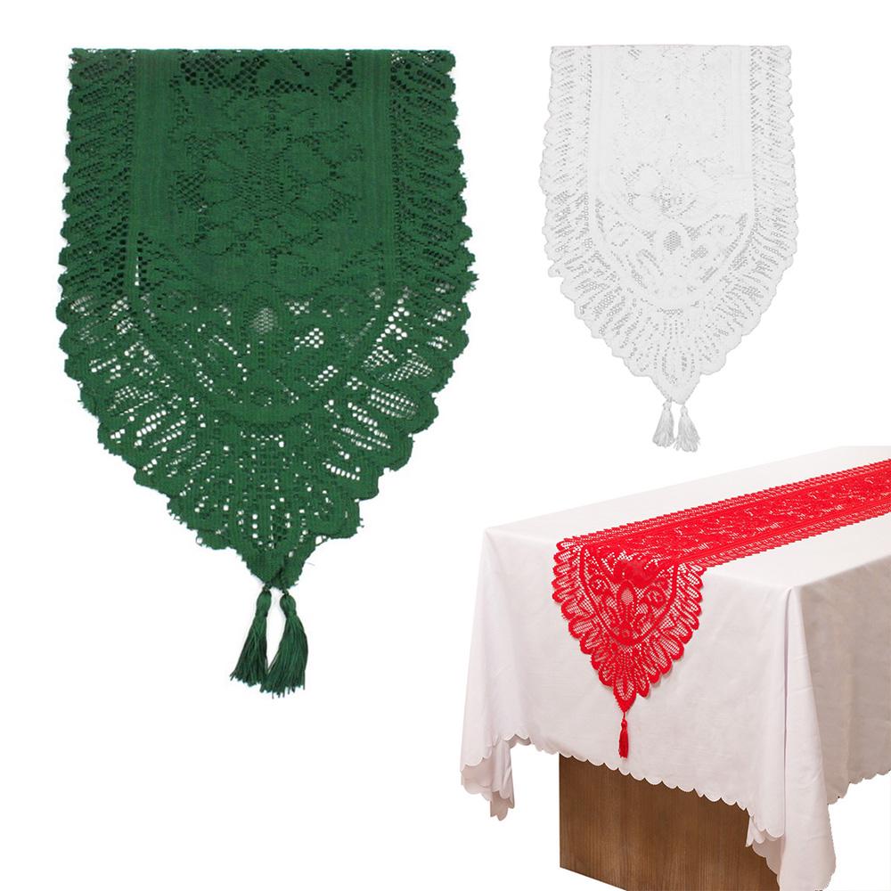 Christmas Long Table Runner Multi-size Lace Three-color Tablecloth Party Decoration Table Cover