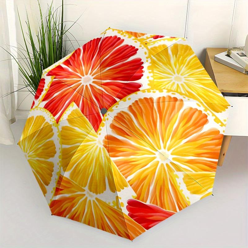 1pc Citrus Slices Automatic Open 8-Rib Windproof Umbrella, Travel & Commuting, Suitable for All Seasons