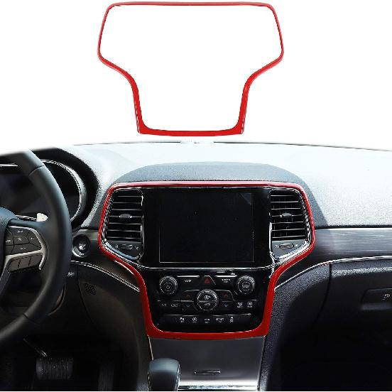 Hoolcar Interior Accessories ABS Central Control Navigation Frame Cover for 2014-2020 Jeep Grand Cherokee, Red красный