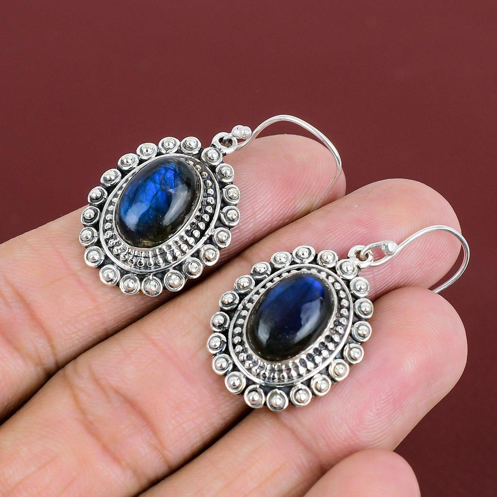 Labradorite Earring 925 Sterling Silver Earrings Natural Gemstone Earring Beautiful Vintage Jewelry Handmade Brand New Earring Gifts For Mom